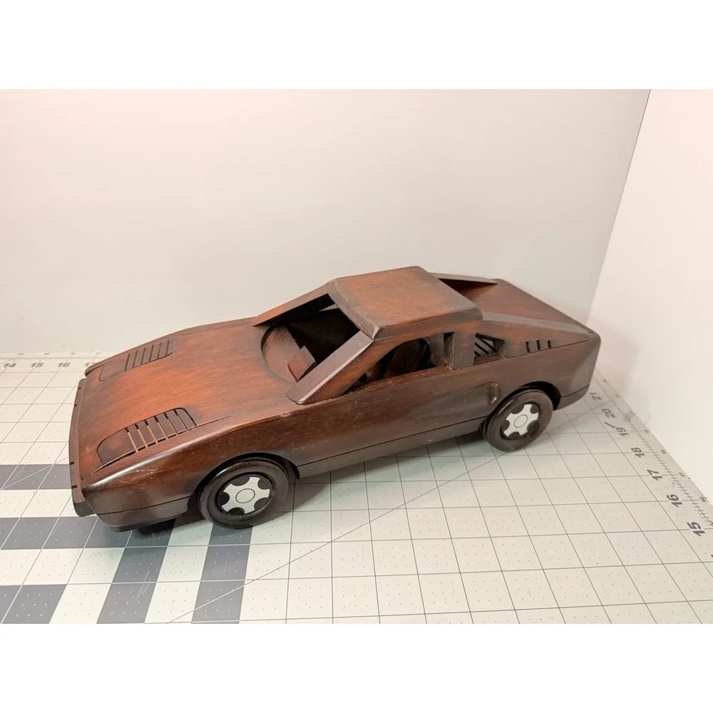 Vintage Handcrafted Wooden Sports Car Model Ferrari 308 GTB